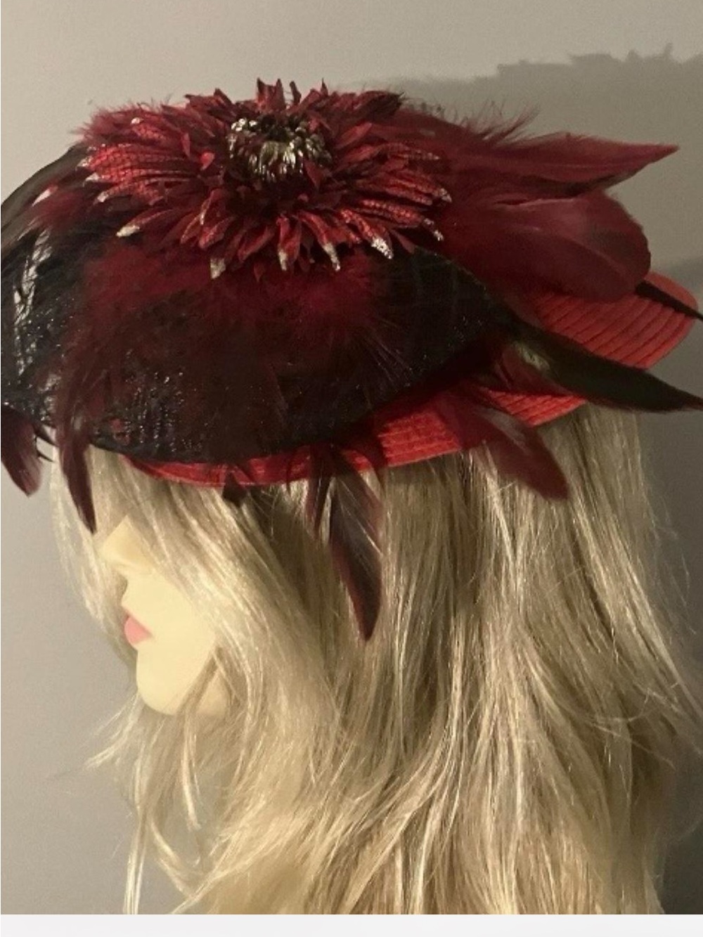 Red Feathered Women's Fascinator Hat